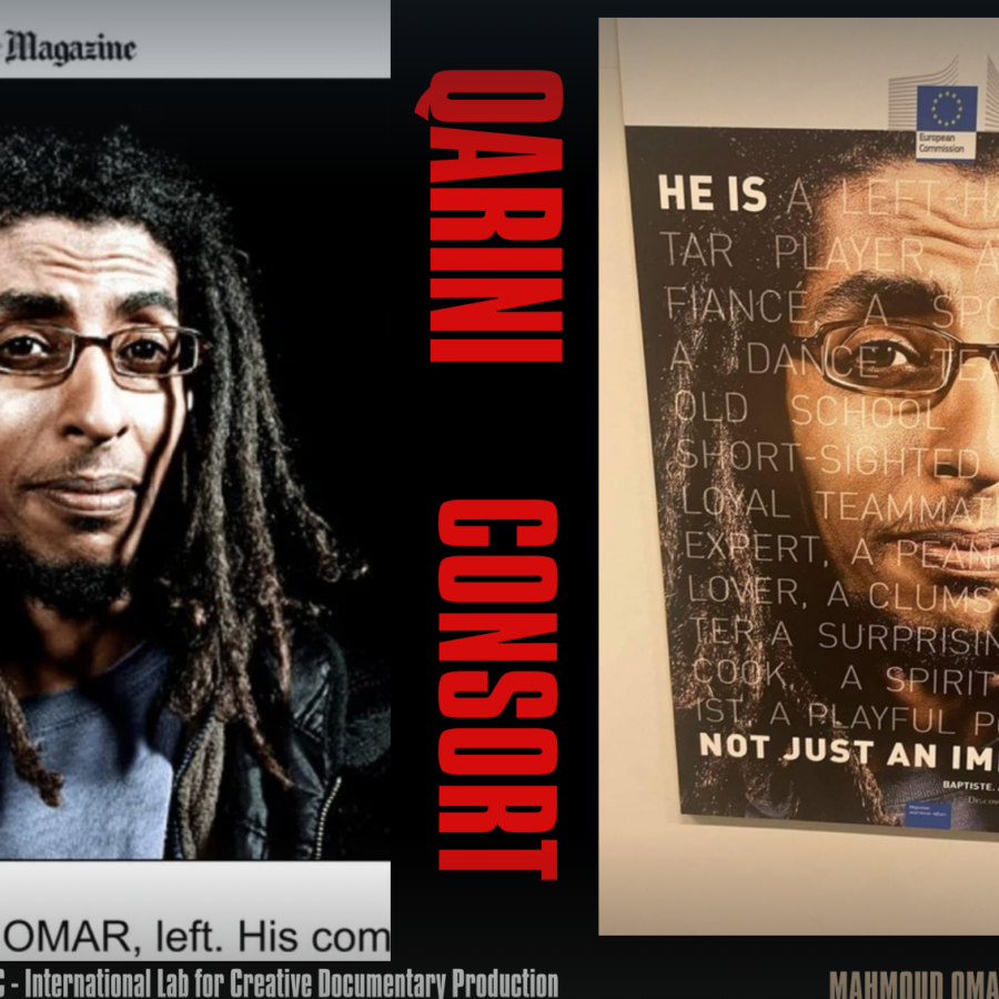 A collage of poster and news item on Mahmoud Omar